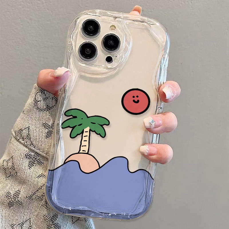 ✅Ốp Điện Thoại Mềm Chống Sốc Họa Tiết Cây Dừa Cho iPhone14 / 13promax 12 / 11 7 / 8p xs / r T5PU