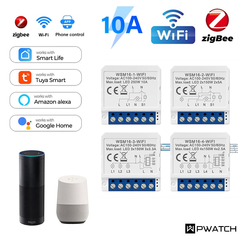 Tuya Bộ Ngắt Wifi Công Tắc Đèn Điều Khiển Kép 1/2/3/4 Chiều Bộ Ngắt Mạch Thông Minh Graffiti Điều Khiển Từ Xa Hoạt Động Với Trợ Lý Google Home Alexa 【Pwatch】