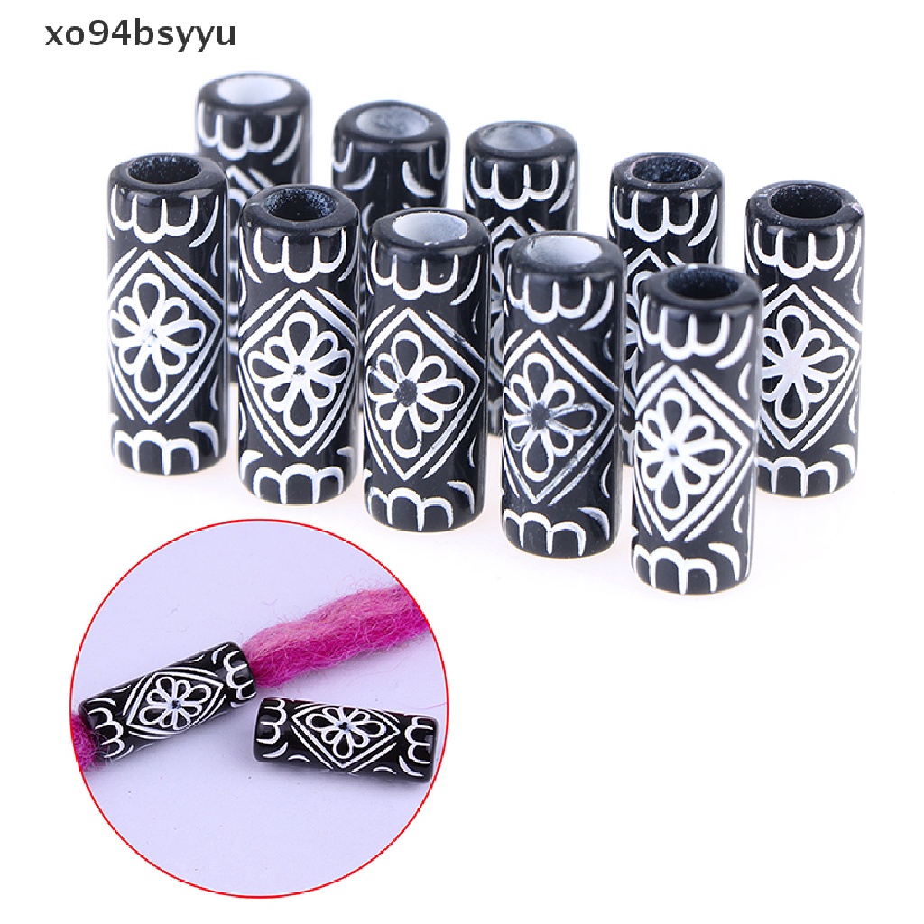 Set 10 Hạt Xo94Bsyu Màu Đen Tết Tóc / Râu Giả Bằng Acrylic Viking