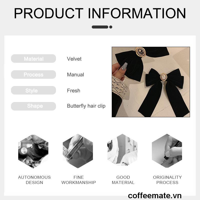 [Coffeemate] Kẹp Chữ T Nhung Cổ Điển Cảm Giác Tần Số Cao Bangs Gãy Chữ T