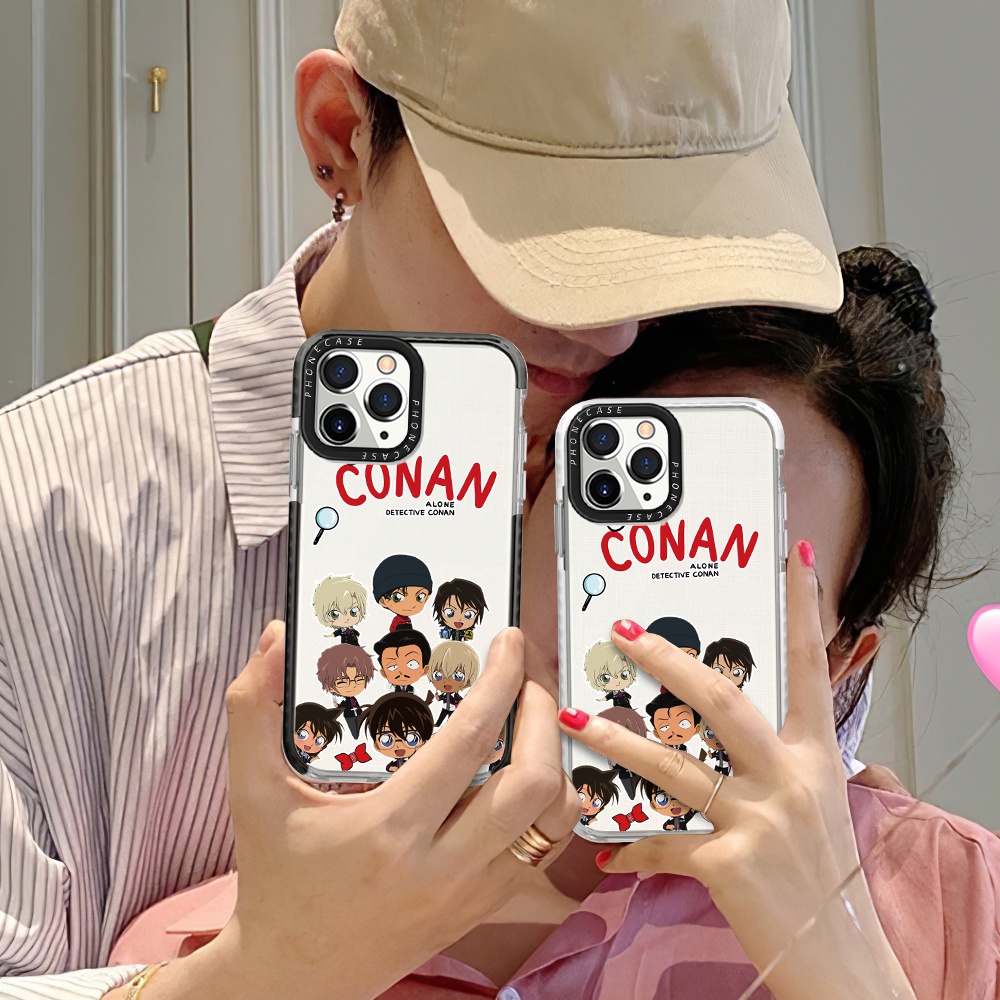 Cartoon Detective Conan Design Phone Case Compatible For iPhone 14 Pro Max 13 12 Mini 11 XR X XS 7 8 Plus Thicken Shockproof Frame Soft Silicone Clear Cover