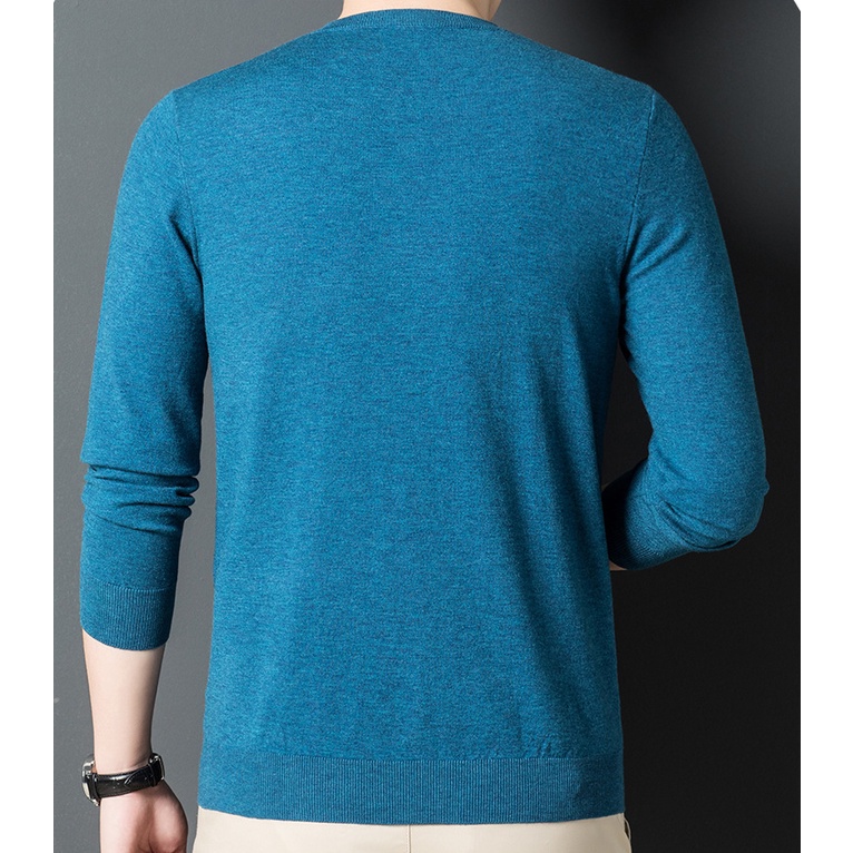 ☞Áo Dệt Kim cotton Mỏng Tay Dài Cổ Chữ v Màu Trơn Đơn Giản Thời Trang Cho Nam