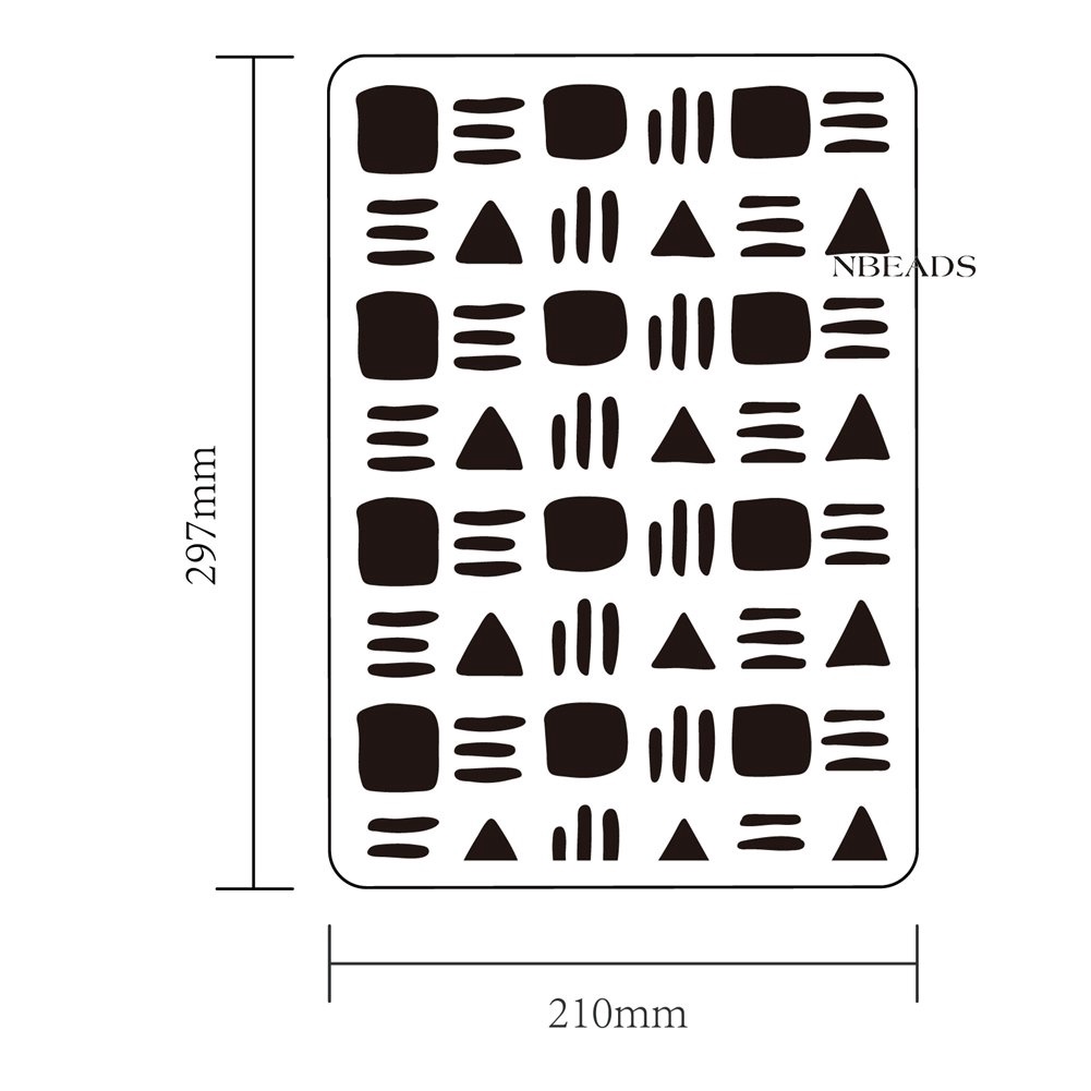 1 Khuôn Vẽ Bằng Nhựa Kích Thước Lớn 297x210mm Họa Tiết Hình Học Trang Trí Sổ Tay / Đồ Nội Thất