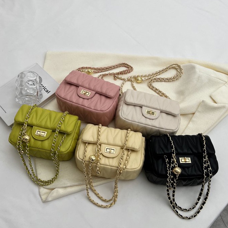 Túi Đeo Vai Màu Trơn Có Khóa Màu Sắc Ngọt Ngào Dễ Phối Đồ Thời Trang Cho Nữ