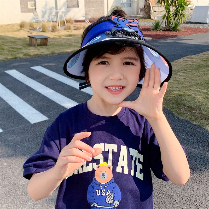 Mũ Chống Nắng Mùa Hè Vành Rộng Có Quạt Sạc USB Cho Bé Trai Và Bé Gái