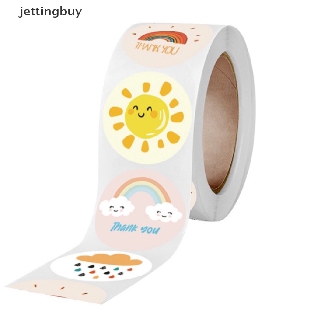Cuộn 500 Nhãn Dán Tròn In Chữ Thank You Họa Tiết Hoa Dễ Thương Dùng Trang Trí Sổ Tay Đĩa Qddd Của Qddd