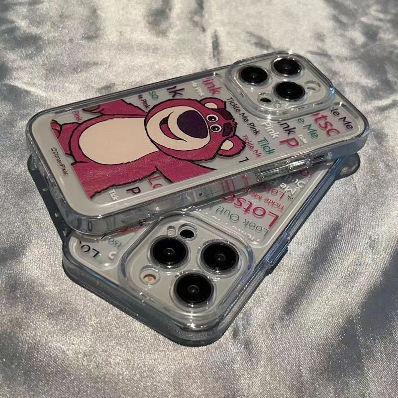 ✅Ốp Điện Thoại Mềm Trong Suốt Họa Tiết Gấu Và Dâu Tây Dễ Thương Cho iPhone 14Promax 13 12 11 Xs