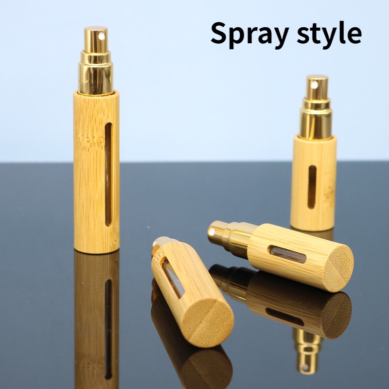 Chai Chiết Nước Hoa 5ml 10ml Vỏ Bằng Tre + Bóng Lăn Tiện Dụng Mang Theo Du Lịch