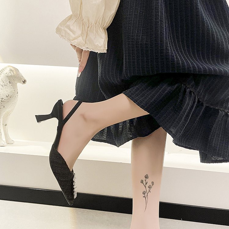 Giày Cao Gót Mũi Nhọn Đính Pha Lê Phong Cách Hàn Quốc Thời Trang Cho Nữ 02476