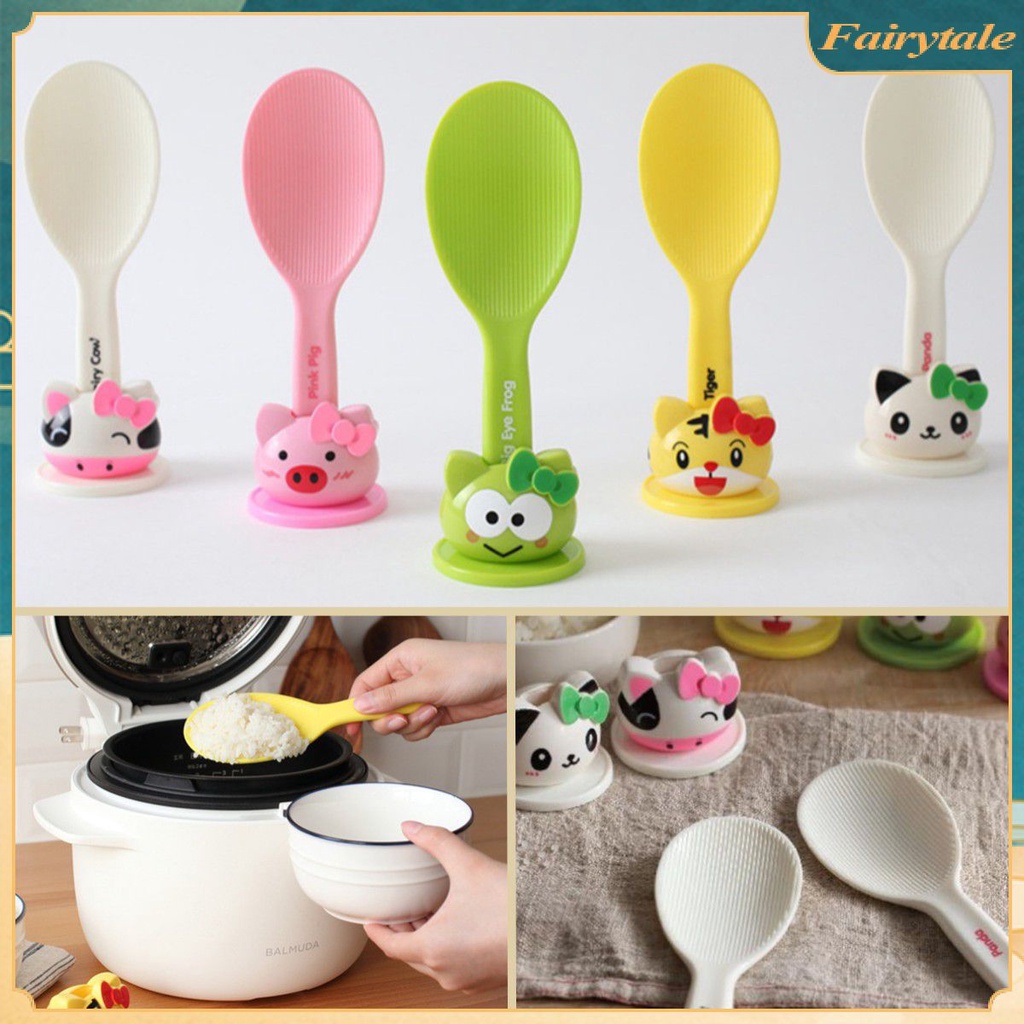 Muỗng Cơm Chống Dính Dụng Cụ Nhà Bếp Xẻng Cơm Nồi Cơm Xẻng Cơm Đứng Hình Động Vật Hoạt Hình Muỗng Cán Dài 【Fairytale】