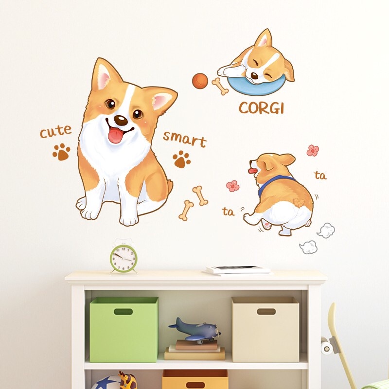 Sticker Dán Tường Họa Tiết Hình Con Mèo Và Con Chó Dùng Trong Trang Trí Phòng Ngủ