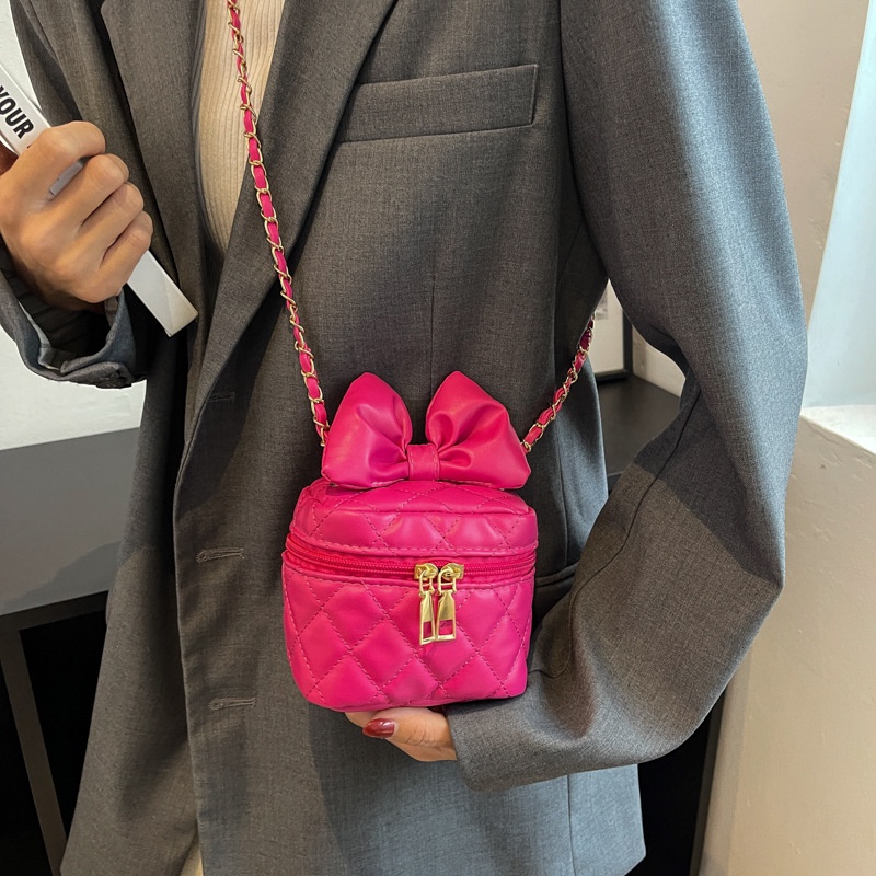 MISCHA Túi Xách Da PU Màu Trơn Phối Dây Xích Đeo Vai Sành Điệu