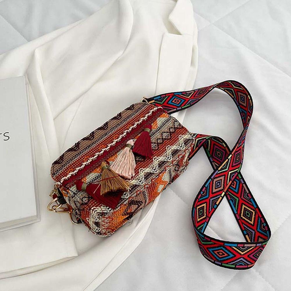 Túi Đeo Chéo Vuông Nhỏ Thêu Họa Tiết Phong Cách Bohemian Hàn Quốc Thời Trang Cho Nữ