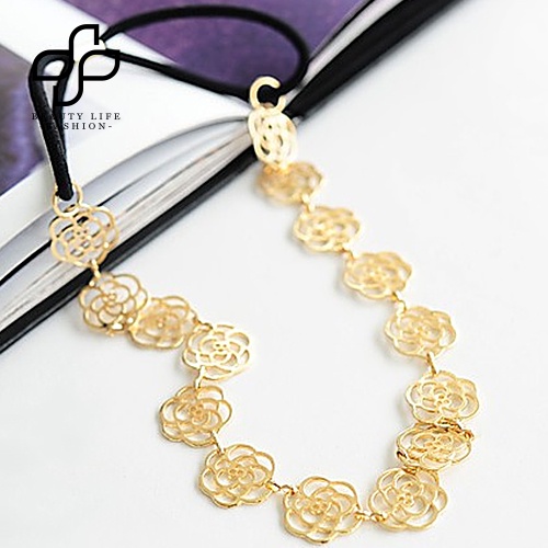 Băng Đô Co Giãn Hình Hoa Hồng Bằng Kim Loại Thời Trang Cho Nữ