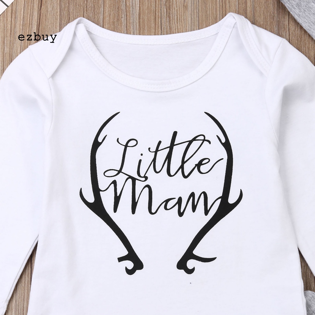 Bộ 3 Món Áo Liền Quần Tay Dài In Chữ Hoạt Hình + Mũ Trùm Tiện Dụng Cho Bé Sơ Sinh