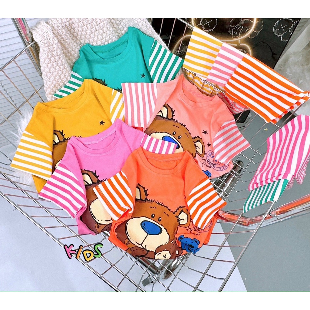 Bộ đồ bé gái bộ đồ lửng phối tay sọc MẪU S5M đáng yêu chất vải co giãn 4 chiều cho bé từ 10kg đến 30kg-MÃ-S5M
