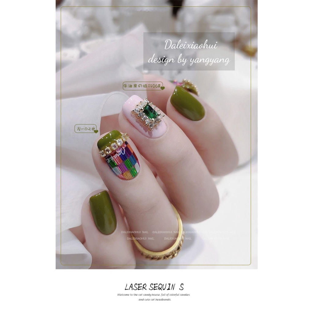 Miếng Dán Trang Trí Móng Tay Nhiều Màu Lấp Lánh Phong Cách Vintage