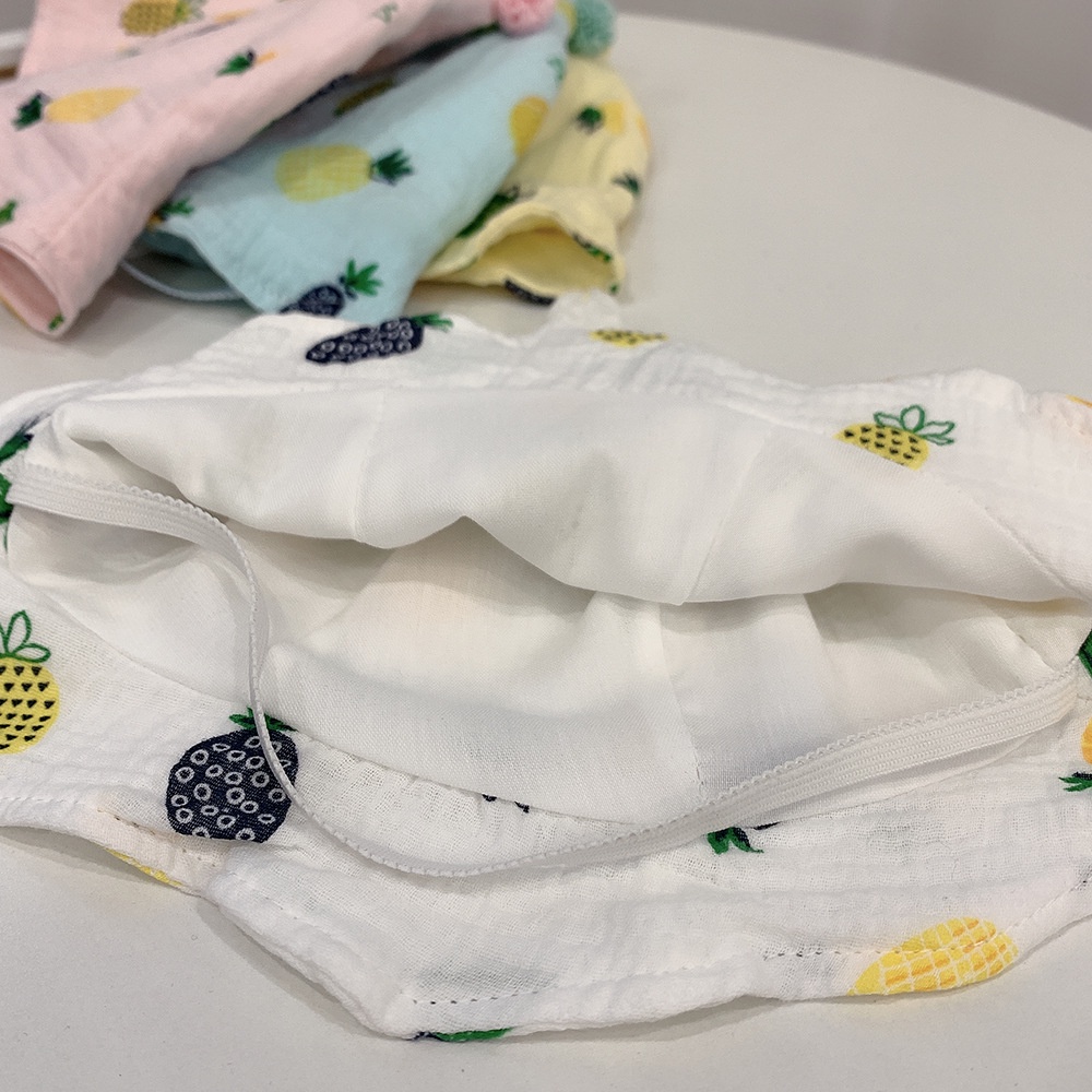 Nón Tai Bèo Vải Cotton Mỏng In Hình Quả Dứa Thời Trang Xuân Thu Cho Bé