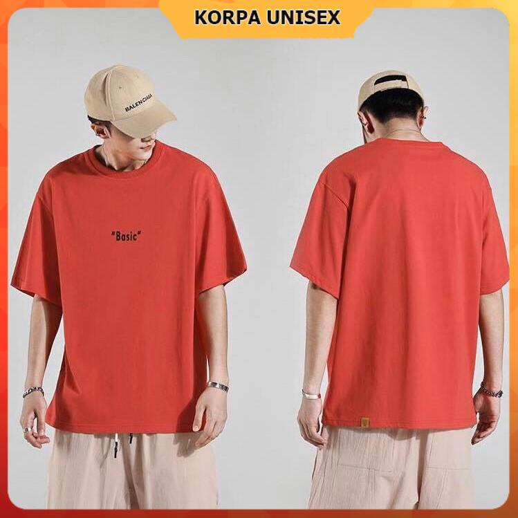 Áo thun tay lỡ form rộng thêu chữ BASIC - Unisex nam nữ đều mặc được