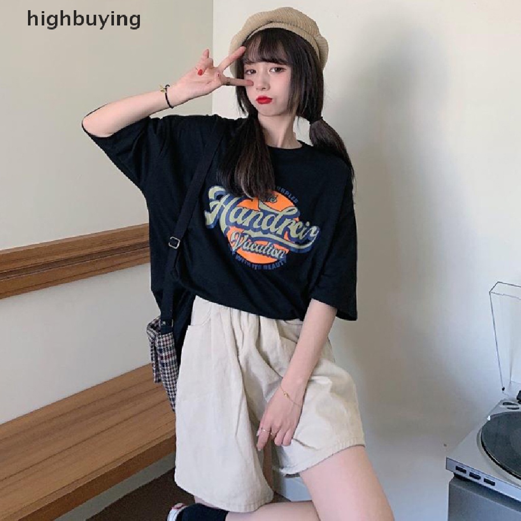Áo Thun Nữ Tay Ngắn In Chữ Phong Cách Hàn Quốc