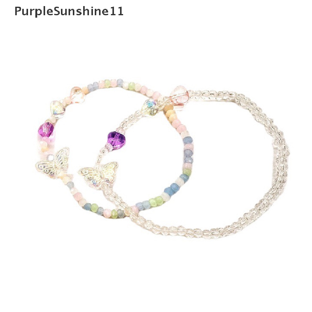 Vòng Tay Dây Co Giãn Xâu Hạt Pha Lê Nhiều Màu Hình Bướm Thời Trang