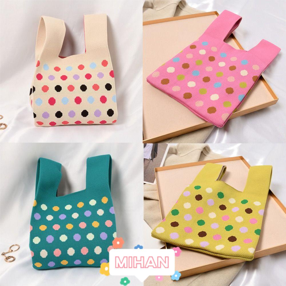 Túi Xách Đan Len Mini Họa Tiết Chấm Bi Xinh Xắn MIHAN1
