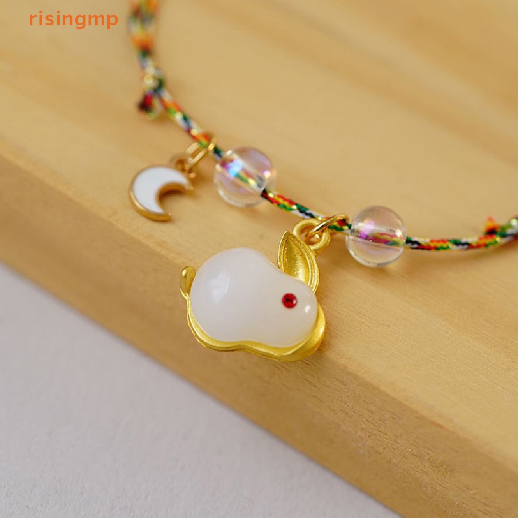 [risingmp] Vòng Tay Dây Bện Mặt Trăng Thỏ Phong Cách Trung Hoa Cổ Điển Có Thể Điều Chỉnh Trang Sức Làm Quà Tặng