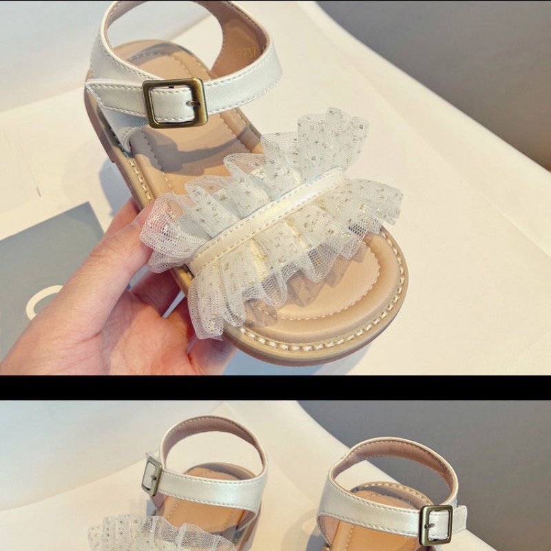 Xăng đan Công Chúa Đế Mềm Phối Ren Thời Trang Mùa Hè 2023 Cho Bé Gái