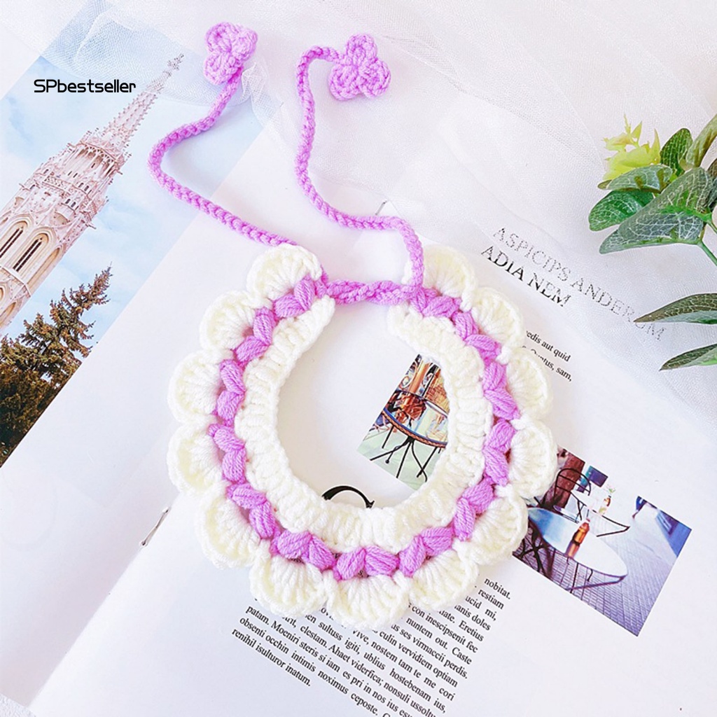 Khăn Choàng Cổ Bằng Cotton Sữa Đan Hai Màu Sắc Cho Thú Cưng