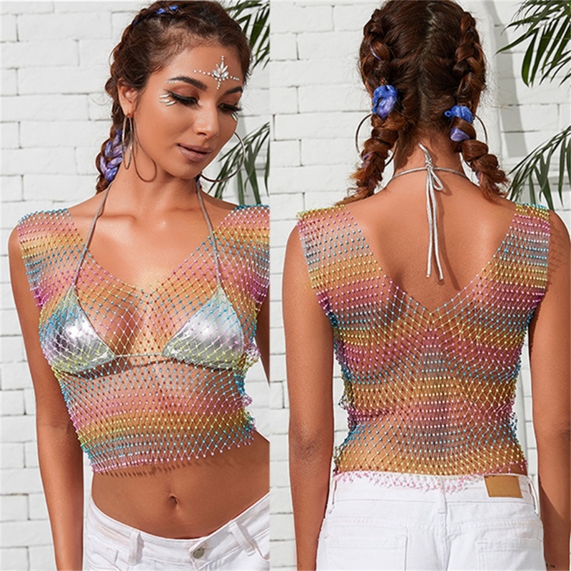 Áo Hai Dây Đính Đá Hở Lưng Quyến Rũ Dành Cho Nữ