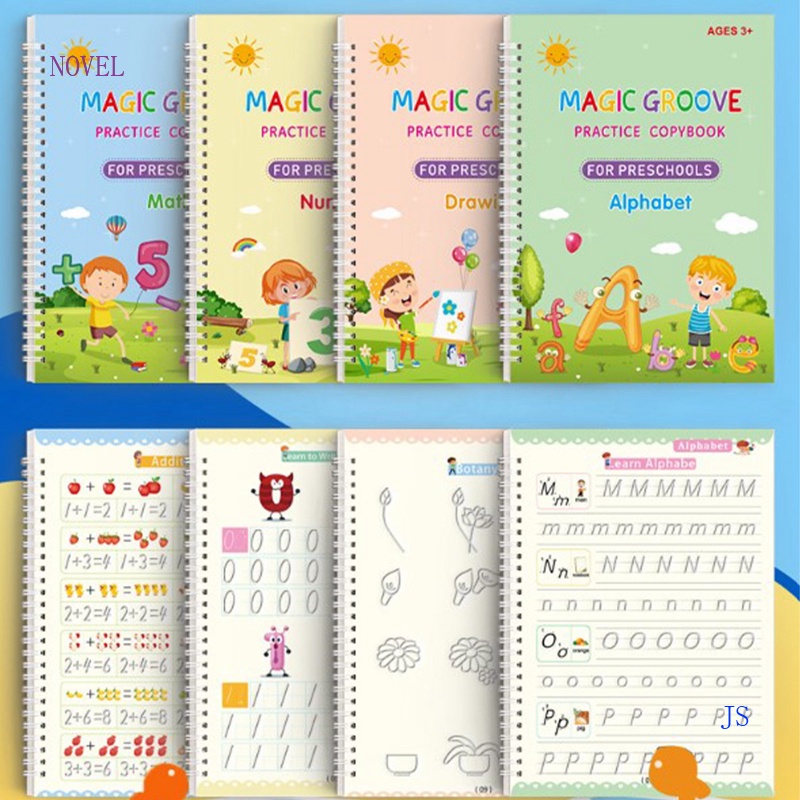 Sách Tập Viết Chữ Tiếng Anh Montessori 4 Sách + Bút Dành Cho Trẻ Em