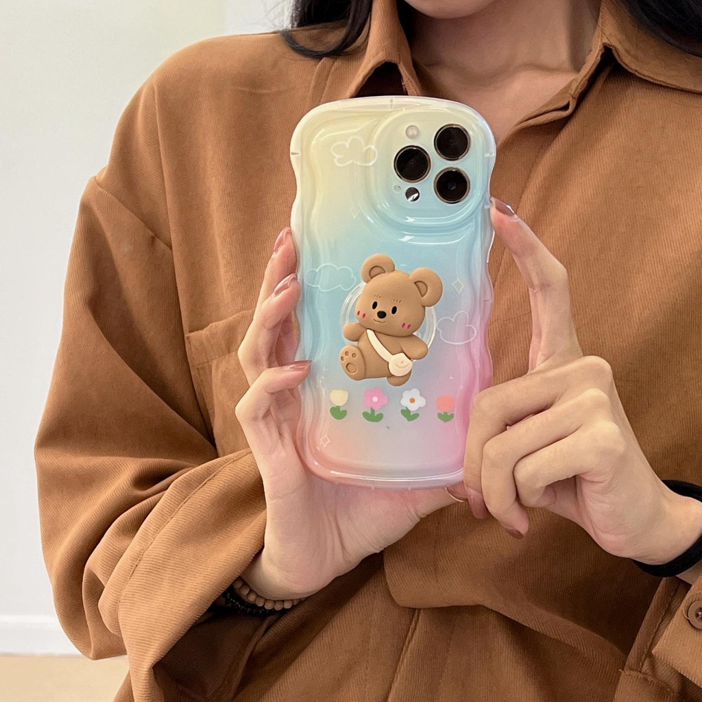 Ốp Điện Thoại Silicon Trong Suốt Họa Tiết Hoạt Hình Chú Gấu Dễ Thương Chống Sốc Cho iPhone 14 13 12 11 Pro Max