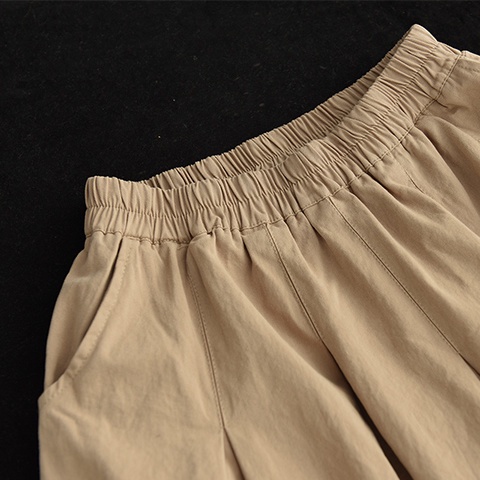 Chân váy cotton lanh lạnh màu trơn lưng thun phong cách thời trang retro cho nữ