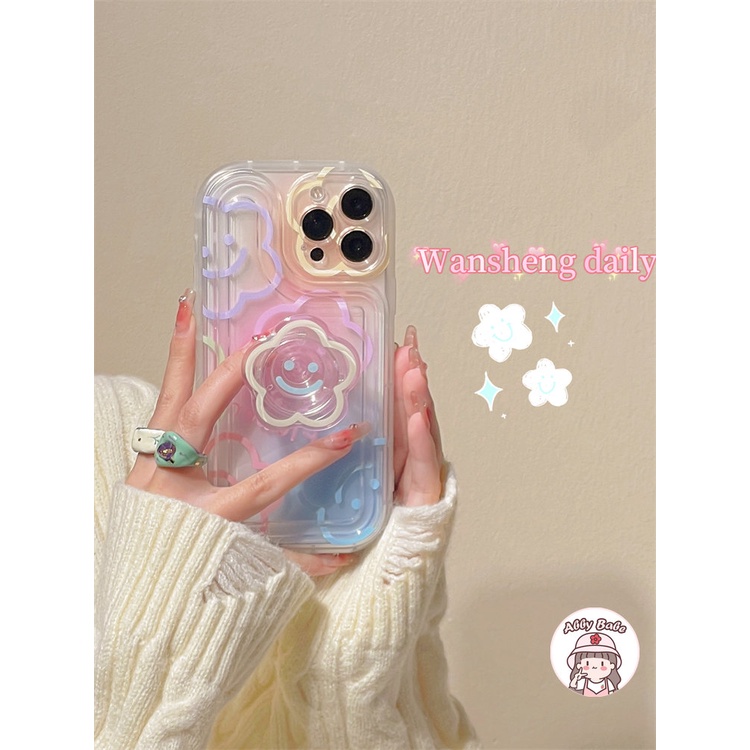 Ốp Điện Thoại TPU Mềm Chống Mồ Hôi Có Giá Đỡ Kim Loại Hình Hoa Cho IPhone 14 Pro Max 13 12 11 Pro Max