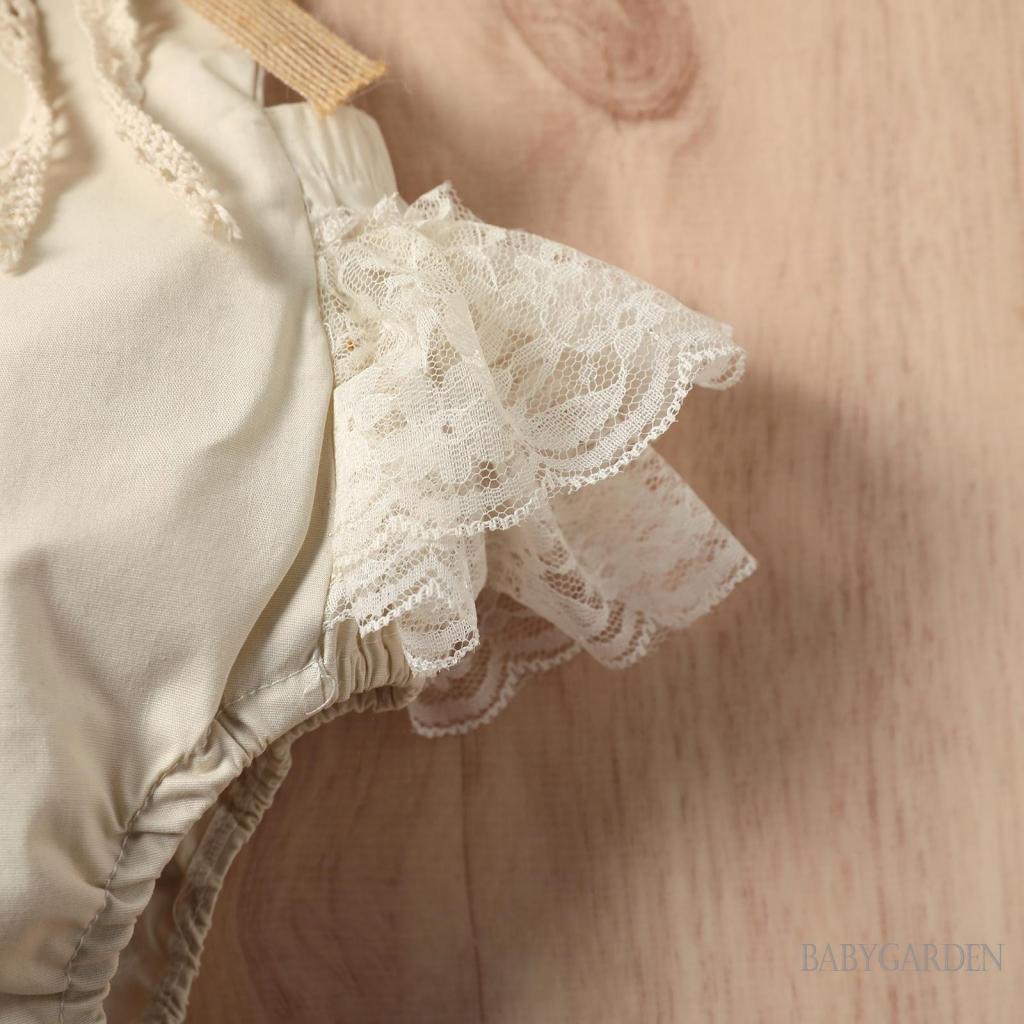 Áo Liền Quần Không Tay Cổ Vuông Viền Ren Hoa Màu Trơn Cho Bé Gái 0-24 Tháng Tuổi