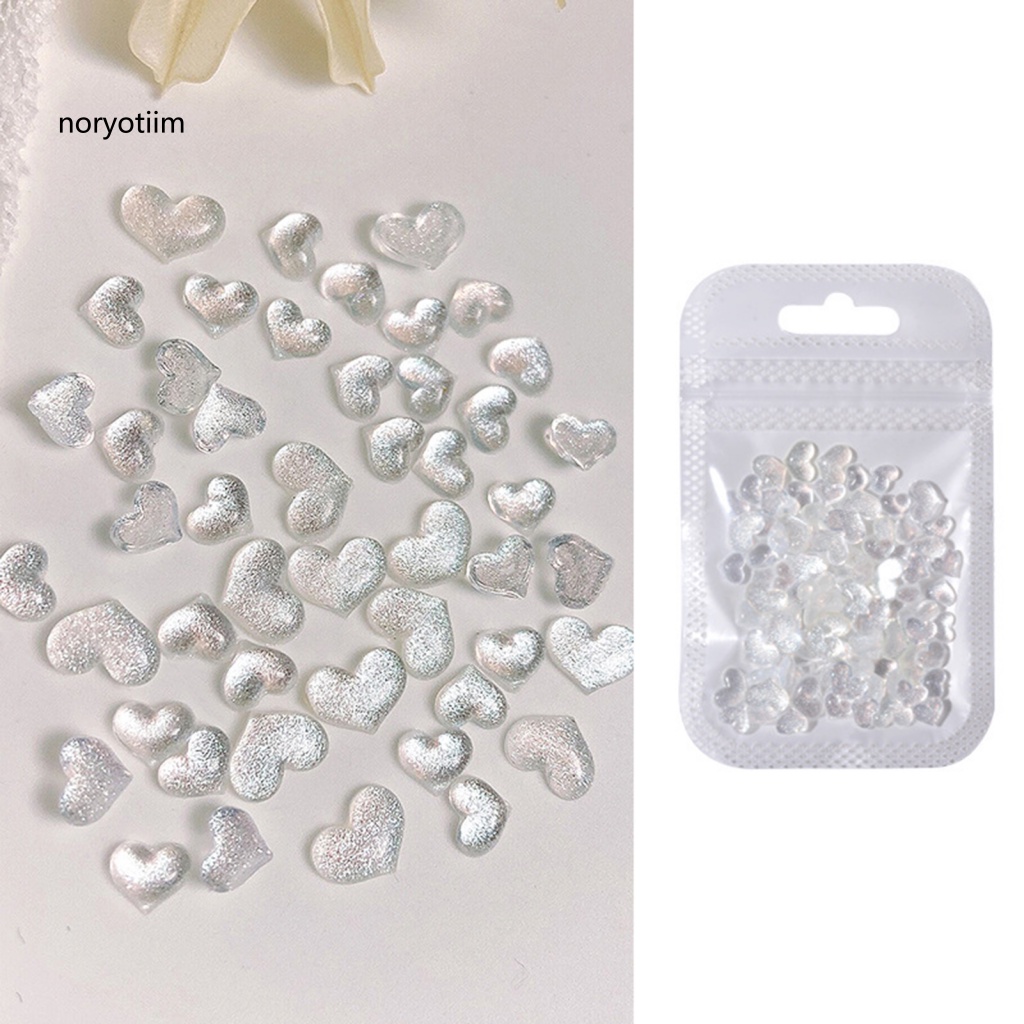 Set 100 Móng Tay Giả Đính Đá Trái Tim Ba Chiều Lấp Lánh DIY
