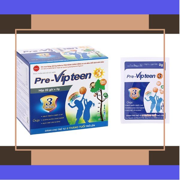 Pre-Vipteen 3 Sao Kim Giúp bổ sung canxi, vitamin D, MK7 Hộp 20 gói 2gr