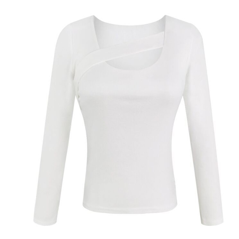 IELGY   Áo Thun Dáng Ôm Màu Trơn Khoét Rỗng Dễ Phối Đồ Thời Trang Cho Nữ