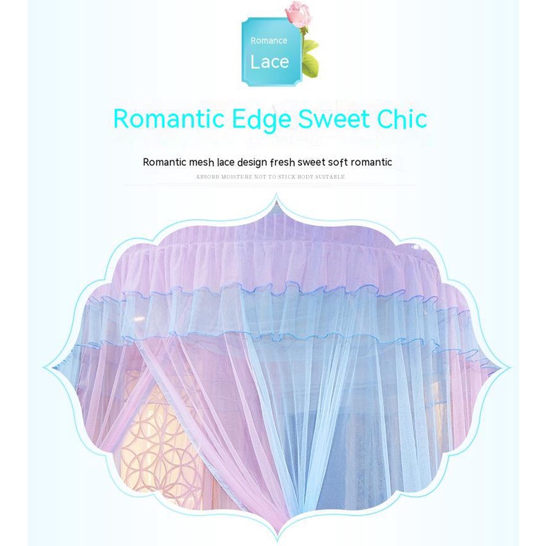 Màn Ngủ Chống Muỗi Phong Cách Châu Âu Sang Trọng công chúa mái vòm lưới chống muỗi Hộ gia đình cao cấp mái vòm lưới chống muỗi mã hóa sợi siêu mềm sàn phòng ngủ phong cách công chúa trần giường đơn giường đôi lắp đặt đơn giản