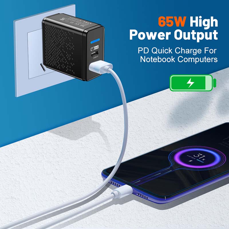 Cục Sạc Nhanh Marjay 65W USB 3.0 Tương Thích Với Xiaomi, Samsung