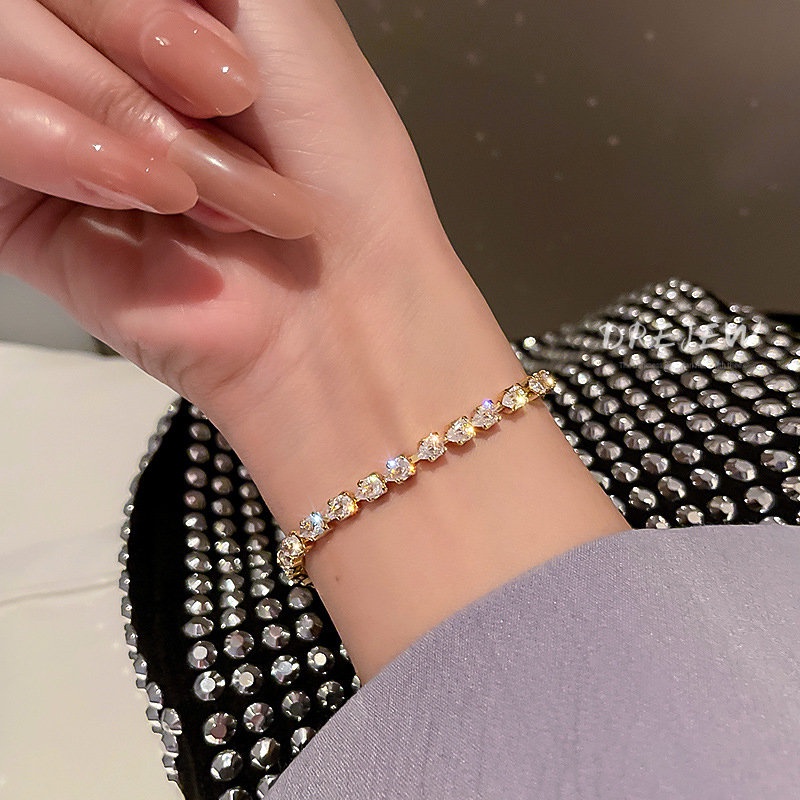 DREJEW Vòng Tay Đính Đá Zircon Đơn Giản Thời Trang Hàn Quốc Cho Nữ