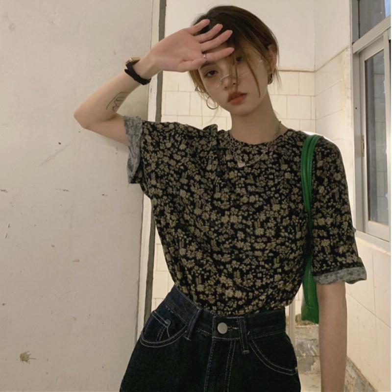 Áo thun NRVP tay ngắn in họa tiết phong cách Hàn Quốc thời trang cho nữ