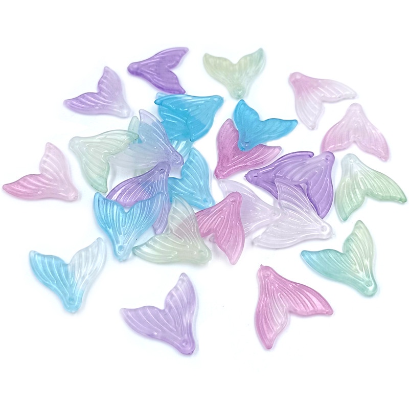 Set 20 Hạt Cườm Xỏ Lỗ Đuôi Cá Màu Sắc Gradient Dùng Để Làm Đồ Trang Sức Thủ Công