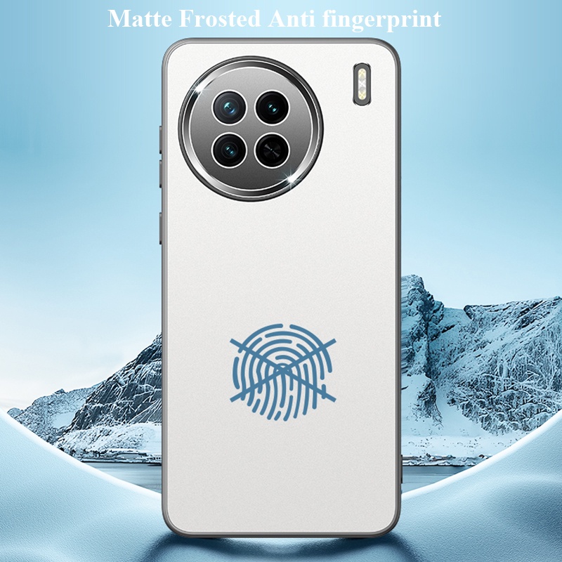 Ốp Điện Thoại Nhựa pc Mặt Nhám Mạ Kim Loại Chống Dấu Vân Tay Cho vivo x100 x90 x90s pro plus Giá Đỡ