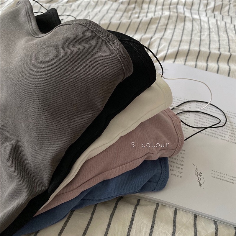 Áo Thun Tanktop Vải Lụa Lạnh Màu Trơn Có Đệm Ngực Lưng Đẹp Cho Nữ