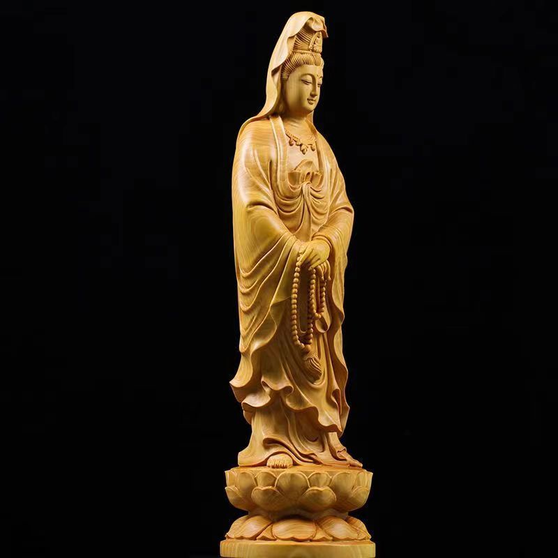 Mô Hình Tượng Phật Bằng Gỗ Rosary Guanyin Bodhisattva Guanyin Dùng Trang Trí Văn Phòng / Xe Hơi
