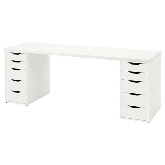 Bàn làm việc IKEA 2 tủ ngăn kéo 140x60x73cm mặt bàn dày 3cm gỗ MDF cao cấp YAPI-406