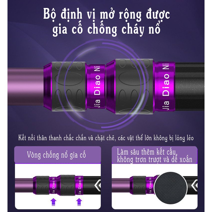 Cán Vợt Săn Hàng MC Tím - Cán MC 2M4 Và 3M