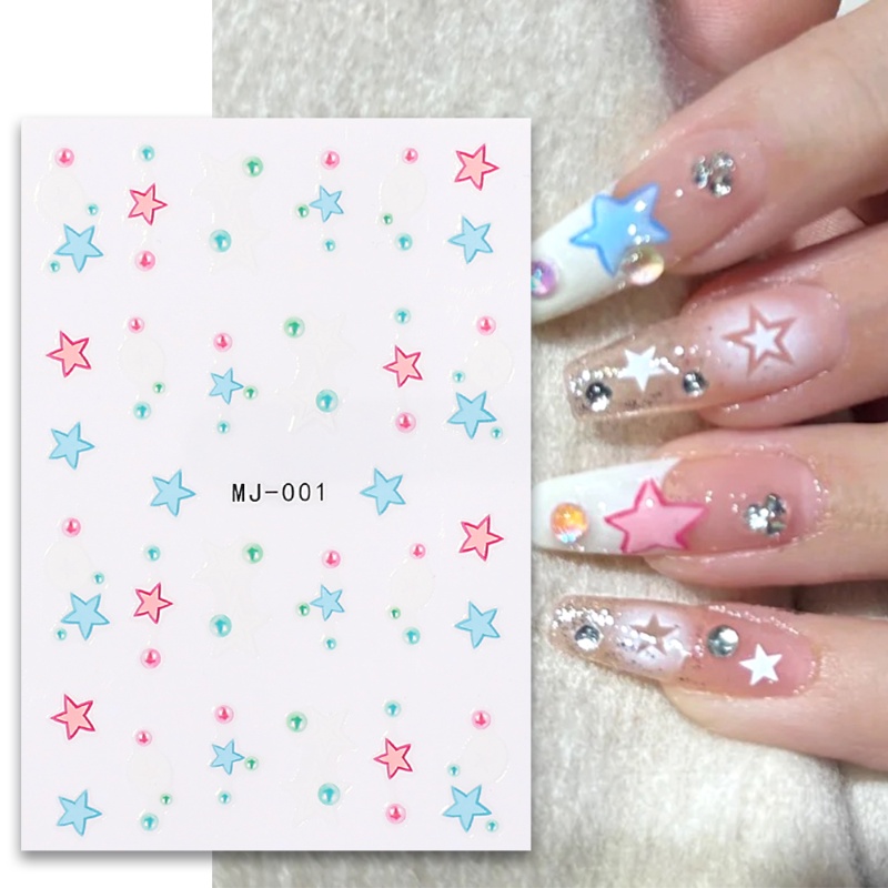 Miếng Dán Móng Tay Tự Dính Họa Tiết Trái Tim Nhiều Màu Sắc Thời Trang Y2K Y2K