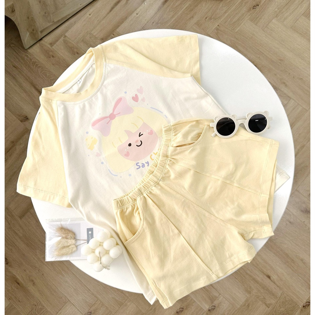 Set thun hè bé trai bé gái 100% cotton Hàn Quốc